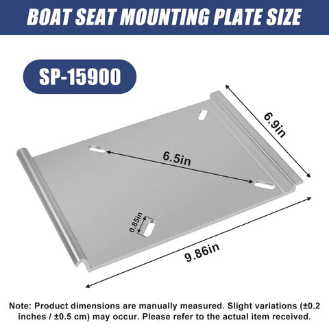 Versatile Jon Boat Bench Seat Mount Plate showing dimensions, aluminum material, for easy side-to-side swivel and quick access.