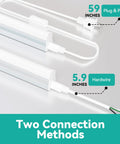 Image showing 8 Pack 4Ft LED Shop Lights With 2000LM 6500K Super Bright White, highlighting plug-and-play and hardwire connection methods.