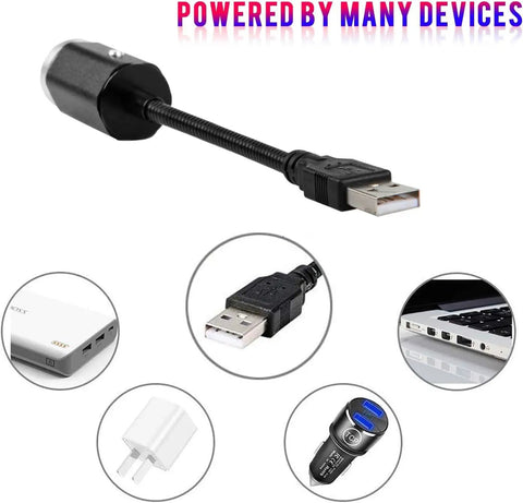 Multi Color USB Star Light With Seven Lighting Effects And Adjustable Modes, USB powered by various devices illustration