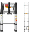 8.5 Foot Stainless Steel Telescoping Ladder Ultra Lightweight Multi Purpose Extension For Indoor And Outdoor Use