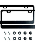 2 Pack Matte Black License Plate Frames With 2 Holes Stainless Steel Rust Proof Car Plate Holder Universal Fit Included Screws