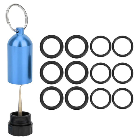 Aluminum Alloy Scuba Diving Cylinder With 12 Seal Rings Kit for Small Scuba Tanks Valve Seals, blue accessory visible