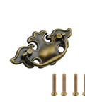 Antique Brass Ring Pull Handles for cabinets and drawers, vintage drop ring knobs with screws, two pack, zinc alloy, rust resistant