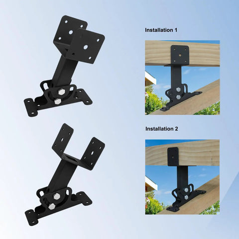 Three Piece Roof Riser Brackets Kit For Pergola And Gazebo Beefy Heavy Duty 3-1/2 Inch Saddle Mounts Black Powder Coated Stainless Steel Outdoor Wood Post Roof Brackets