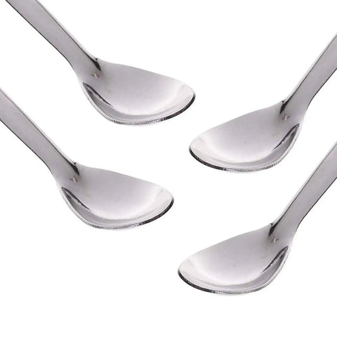 2 In 1 Stainless Steel Lab Spoon Spatula Set For Sampling And Mixing, 7.6 Inch Long Handle For Deep Bottle Grabs, Double Ended Spoon And Spatula, Durable Reusable Laboratory Tool For Bottles And Jars, close-up of four silver spoon spatulas