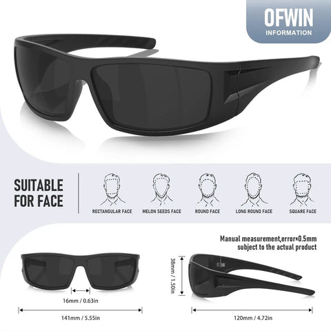 Polarized Sports Sunglasses For Men And Women Featuring Uv400 Lens Shield Cutting Glare heavy duty frames, suitable for various face shapes.