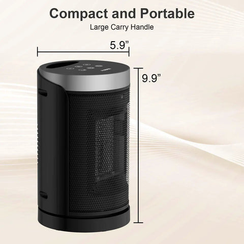 Small Portable Indoor Space Heater With Thermostat And Remote Seventy Degree Oscillation 12 Hour Timer Five Modes 1500W
