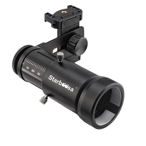 Adjustable Scope Camera Adapter For Phones with universal mount and quick twist lock, side view showing dials and eyepiece fitting.