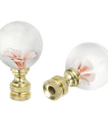 Pink Glass Flower Ball Lamp Finial Cap 1/4-27 Thread, 2 Pack for Lampshade Harp Tops, Metal and Glass Decorative Knob