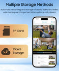 Rugged 4G LTE Solar Security Camera With 50X Optical Zoom, 6MP HD, Color Night Vision app interface on smartphone