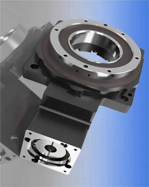 Heavy Duty 90 Degree Right Angle Turntable Gearbox Reducer With Hollow Rotating Platform built like a tank, showcasing hollow output shaft.