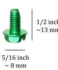 Heavy Duty 10 32 Self Tapping Ground Screws In Green With Hex And Flat Head Options built from corrosion resistant stainless steel, 1/2 inch.