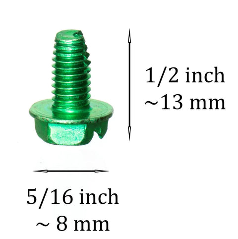 Heavy Duty 10 32 Self Tapping Ground Screws In Green With Hex And Flat Head Options built from corrosion resistant stainless steel, 1/2 inch.