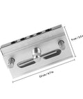 Self Centering Dowel Drilling Locator Jig with six hardened steel bushings in 1/4, 5/16, 3/8 inch, precise wood doweling drill guide.