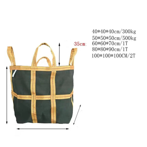Rock Solid Heavy Duty Crane Lifting Bag Anti Tear Reusable Cargo Net, 40x40x40cm, thick nylon, designed for heavy hauling.