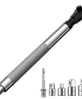 One Half Inch Offset Extension Wrench For Impact Drills With Three Eighths Inch And One Quarter Inch Adapters, shown with steel adapters