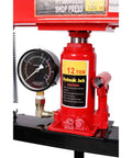 12 Ton Hydraulic Shop Press With Gauge Bottle Jack For Bending Straightening And Pressing Metal Components Bearings U Joints