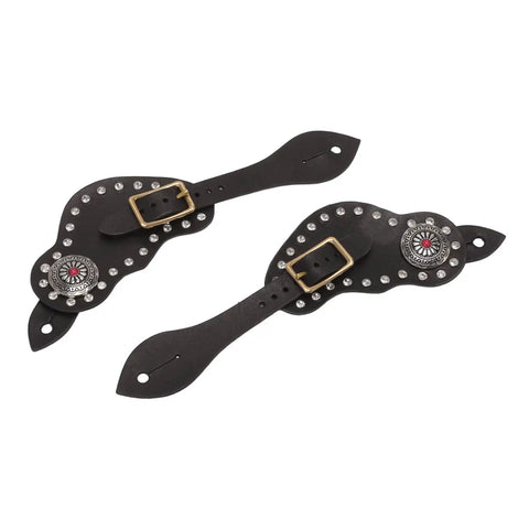 Dope Vintage Style Cow Leather Rhinestone Spur Strap With Adjustable Metal Buckle For Horse Riding Gear And Boot Decoration.