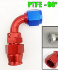 Snag These Premium AN4 Aluminum Hose End Fitting Kits For Your Rig Featuring Zero Four Five Ninety Degree Swivels And Precision Machined Tolerance Fittings PTFE 90° red blue