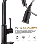 Oil Rubbed Bronze Pull Down Kitchen Faucet With Sprayer, Sleek Single Handle Design, Fits 1 Or 3 Hole Sinks, Modern Bronze Faucet
