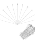 Bulk 300 Stainless Steel Eye Pins 0.6mm 24 Gauge 70mm Flat Head Earring Pins for jewelry making, silver findings