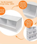 Two Bin Stackable Toy Storage Cubby Organizer For Kids Playroom A Solid Wood Panel Modular System That Grows With Your Needs