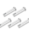 Heavy Duty Single Hole Clevis Pins 3/8 By 1-1/2 Inches Carbon Steel Flat Head 5 Pack, silver-finish fasteners for various installations.