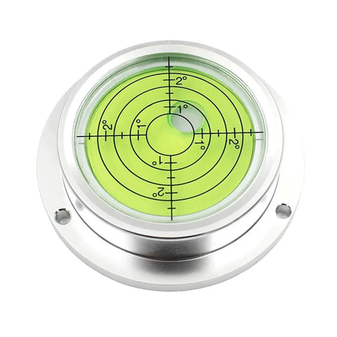 Pro Shop Grade 70Mm Metal Bubble Level Balancer With Mounting Holes For Construction Machinery And Cloud Platforms Built Tough Dead On Precision Spirit Tool In Black And Green, top view showing green liquid and degree markings.