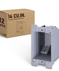 12 Pack 14 Cu In Single Gang Old Work Electrical Outlet Box For Retrofit Walls Heavy Duty Steel Electrical Boxes With Four Knockouts And Easy Wiring Ideal For Home Renovations New Installations And Quick Upgrades, shown with box