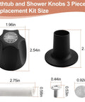 3 Piece Matte Black Tub And Shower Knob Replacement Kit with measurements, including flanges and screws, for Verve and Gerber