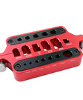Heavy Duty Red Aluminum Soldering Jig And Welding Station Plate For Rc Connectors Xt60 Xt90 with mounting holes and tracks.