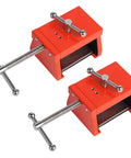 Heavy Duty Hole Punching Fixture Clamping Jig For Cabinet Assembly And Custom Furniture, sturdy design, dual units, orange finish.
