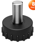 Premium 8 Pack 5 16 By 18 Thread Stainless Steel Furniture Leveling Feet Adjustable Screw In Glides close-up view.
