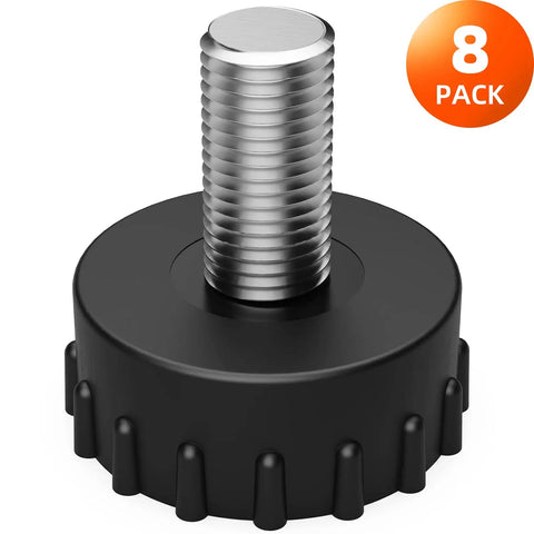 Premium 8 Pack 5 16 By 18 Thread Stainless Steel Furniture Leveling Feet Adjustable Screw In Glides close-up view.