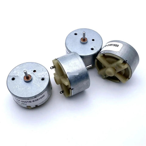 Top Tier DC Gear Motor RF-500TB Series Runs Super Smooth At 3V To 24V for robotics and alarm systems, featuring robust build.