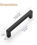 Dope 55 Pack 5 Inch Square Kitchen Cabinet Handles Matte Black Drawer Pulls For Cupboard Hardware dimensions illustration