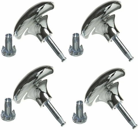 Four Pack Built Tough Chrome Furniture Glides With Metal Core Inserts For Divan Beds Sofas And Footstools sleek chrome replacement caster legs.