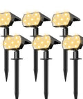 Set of 6 Solar Outdoor Lights 56 LED Spotlight with 3 Modes IP68 Waterproof Garden Yard Pathway Lights, warm white