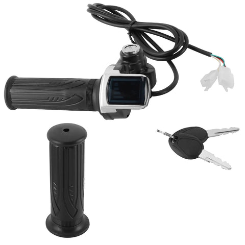 48V Half Twist Throttle Grip With LED Display And Lock Key Set For Bikes And Scooters Easy Install Smooth Acceleration Durable Build Power Readout Only Active On 48V Systems