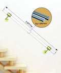 Pair Of Slick Clear Acrylic Interior Stair Handrails Mounted To Rust Proof Gold Brackets Heavy Duty Safety Grab Bars Anti Skid Top Shelf Quality For Modern Home Reno, 3.3FT length, 1.6IN diameter, on stairway.