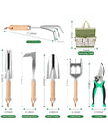9-Piece Premium Gardening Tool Set For Women With Heavy Duty Stainless Steel Rust-Proof Tools And Fashion Storage Tote