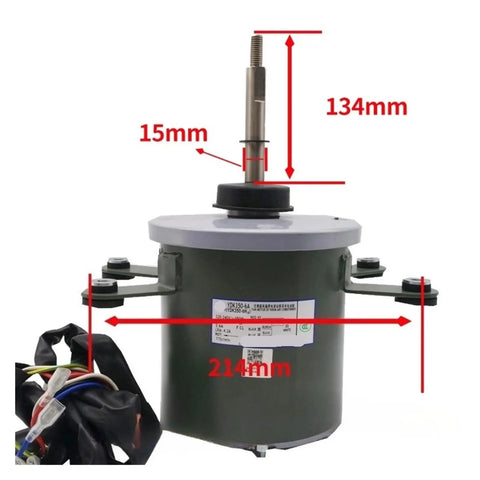 Beefy 350W 220 To 240V AC Fan Motor For Central Air Conditioning Units Spare Part Durable Industrial Grade Replacement For Midea Systems Easy Install Quiet Operation, 214mm motor with 134mm shaft, 15mm mount
