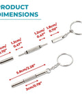 Dimensions of Compact 4 Piece Mini Eyeglass Screwdriver Set With 3 In 1 Flathead And Phillips Drivers, Eyeglass Tightener Keychain