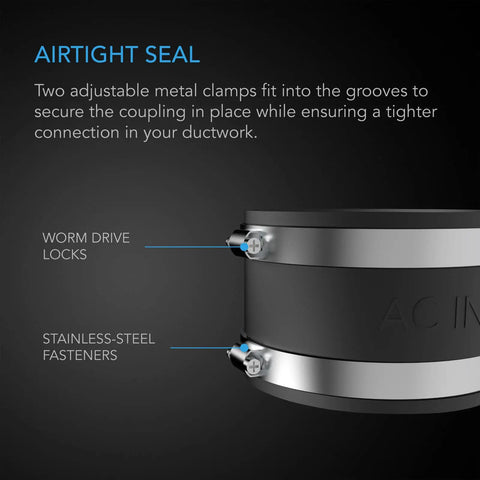 Noise Reduction 6 Inch Duct Clamp Coupler With Stainless Steel Clamps Flexible Rubber Coupling detail showing worm drive locks