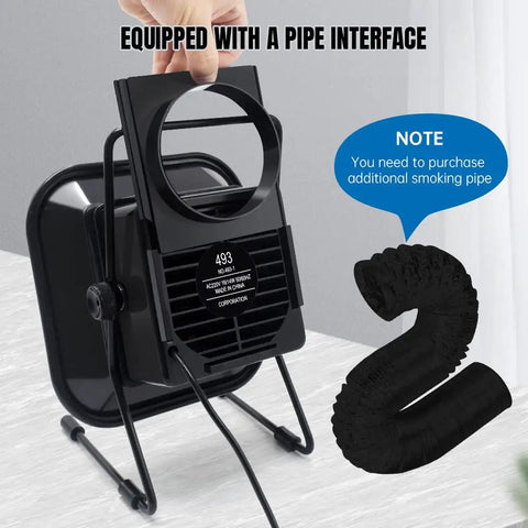 Beefed Up Pro Grade Solder Fume Extractor With 3500 RPM Quiet Fan featuring pipe interface connector, shown with separate smoking pipe.
