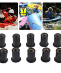 No Sweat 10 Pack M4 M5 M6 Rubber Well Nuts for Motorcycle Windshield Fairing and Boat Mounting, heavy duty neoprene fasteners.