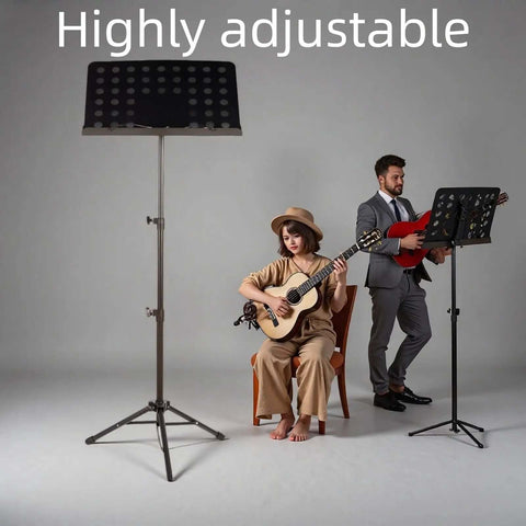 Folding Music Stand Portable With One Step Setup And Tool Free Height Adjustment Thickened Steel Frame for music practice.