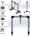 Badass Portable Gantry Crane With Two Thousand Kg Capacity And Quick Adjust High Strength Aluminum Tower Design for lifting engines.