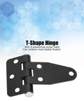 Stainless Steel T Hinges Set For Doors And Gates, Heavy Duty T Strap Hardware, black finish, six-hole mounting shown