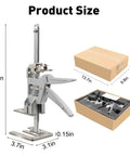 2 Piece Adjustable Hand Jack Lifter Set, 440 Lb Heavy Duty Workhorse dimensions with packaging, ideal for leveling and tile placement.
